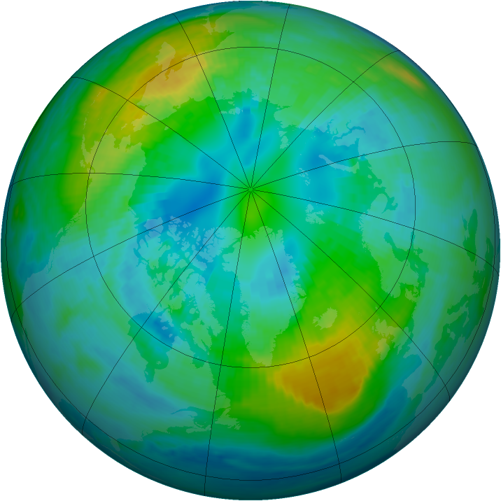 Arctic ozone map for 15 October 1987